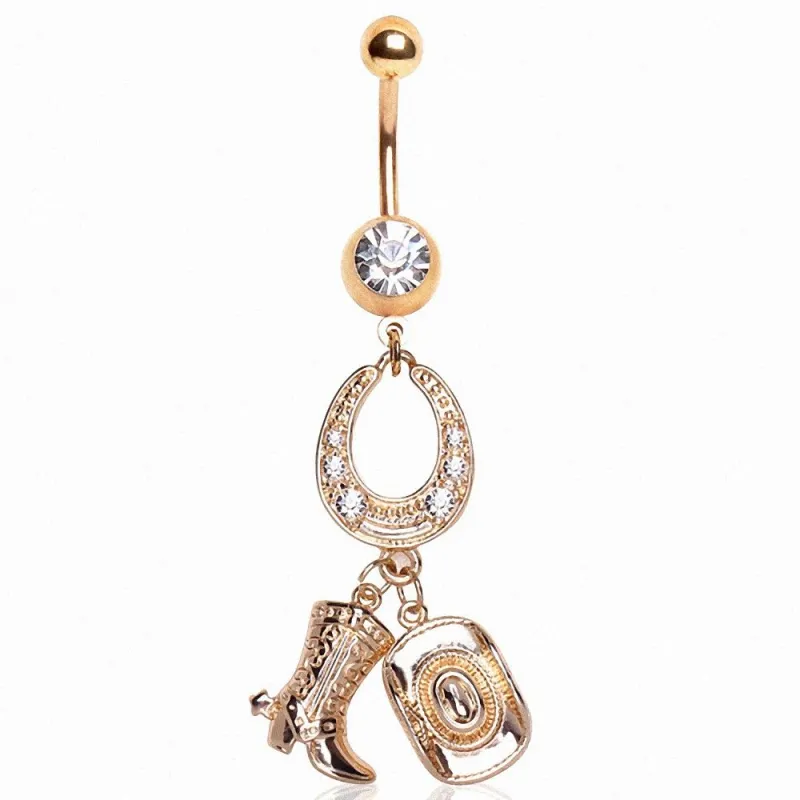 Piercing nombril plaqué or cowgirl