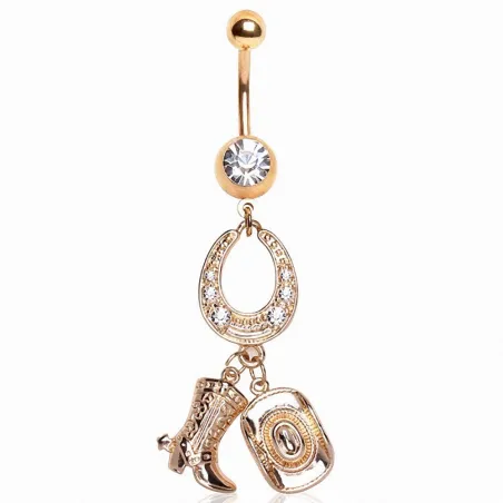 Piercing nombril plaqué or cowgirl