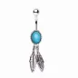 Piercing nombril turquoise plumes