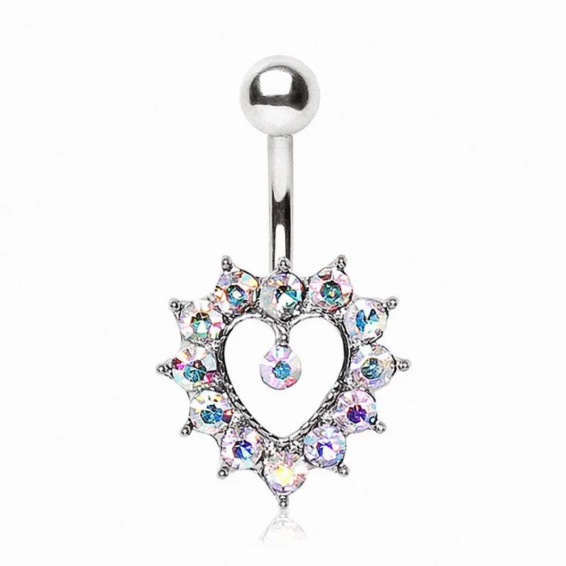 Piercing nombril coeur aurore boréale