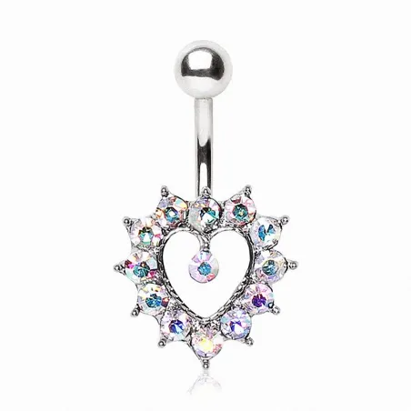 Piercing nombril coeur aurore boréale