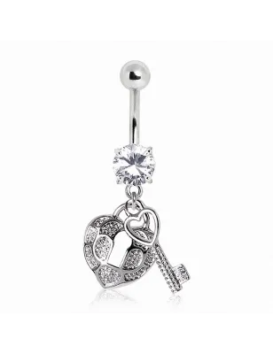 Piercing nombril coeur et clef
