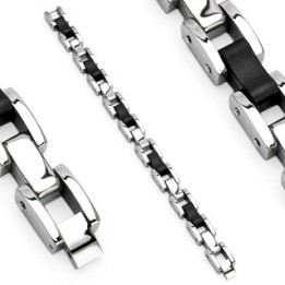 Bracelet acier inoxydable Liens caoutchouc 