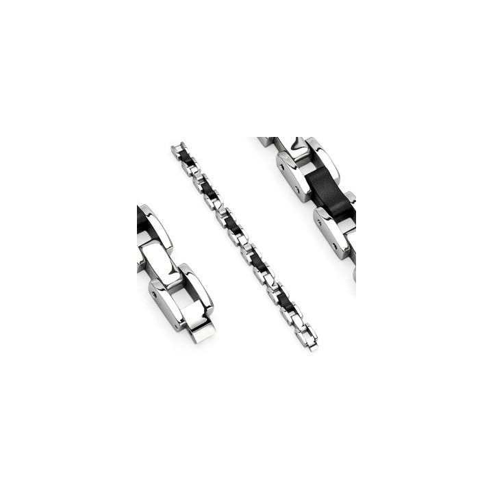 Bracelet acier inoxydable Liens caoutchouc 