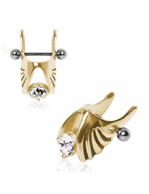 Piercing cartilage plaqué or aile d'ange