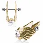 Piercing cartilage plaqué or aile d'ange plumes
