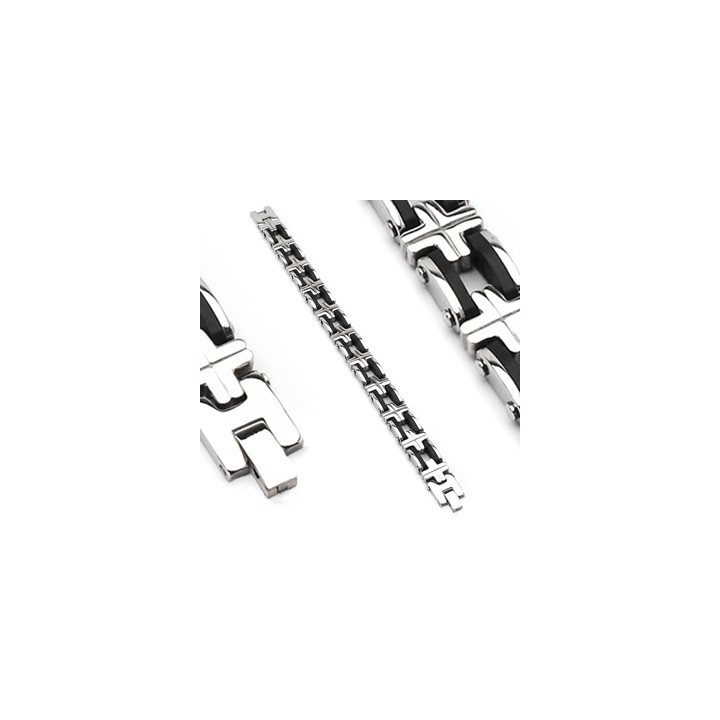 Bracelet acier inoxydable et caoutchouc (6668) 