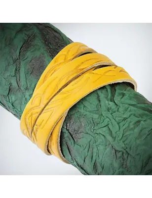Bracelet cuir jaune tribal vagues