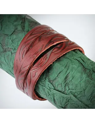 Bracelet cuir rouge tribal vagues