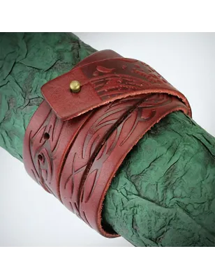 Bracelet cuir rouge tribal vagues