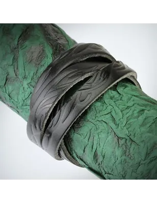 Bracelet cuir noir tribal vagues