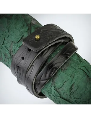 Bracelet cuir noir tribal vagues