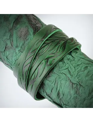 Bracelet cuir vert tribal vagues