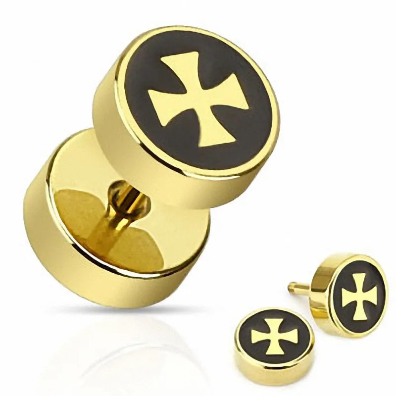 Piercing faux plug croix de fer Piercing faux plug croix de fer