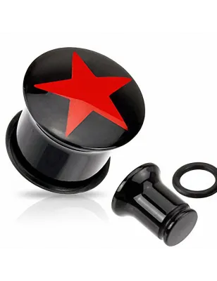 Piercing plug acrylique étoile rouge