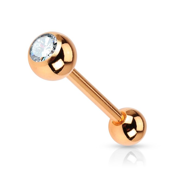 Piercing langue or rose crystal