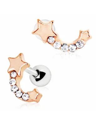 Piercing cartilage plaqué or rose étoile filante