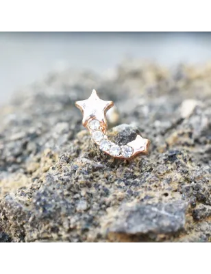 Piercing cartilage plaqué or rose étoile filante