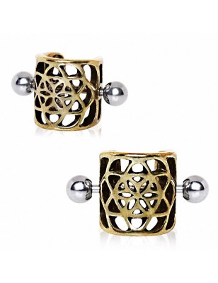 Piercing cartilage manchette pentagramme floral