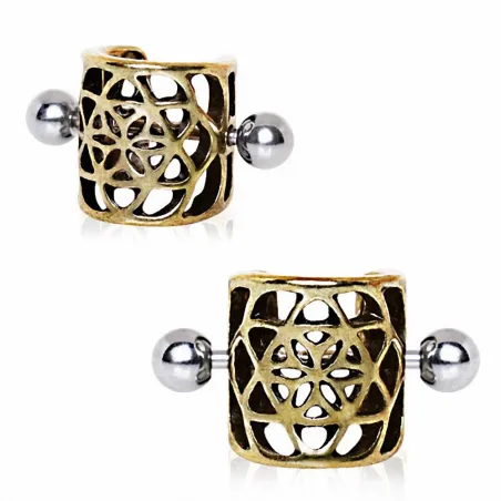 Piercing cartilage manchette pentagramme floral