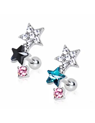 Piercing cartilage étoiles multicolores
