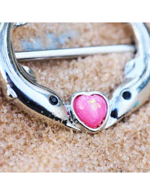 Piercing téton dauphins coeur