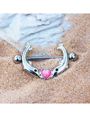Piercing téton dauphins coeur
