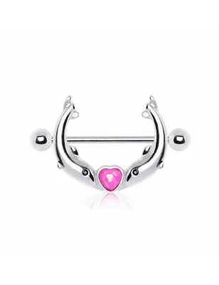 Piercing téton dauphins coeur