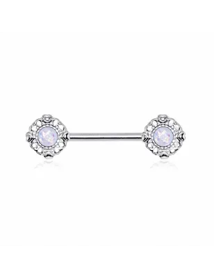 Piercing téton vintage opale blanche