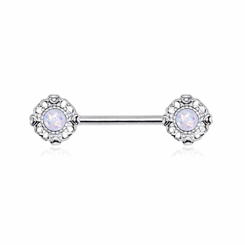 Piercing téton vintage opale blanche