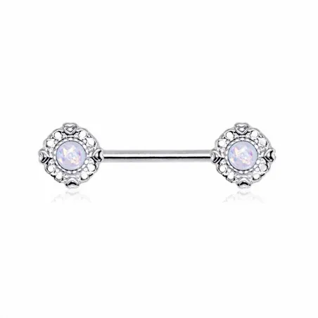 Piercing téton vintage opale blanche