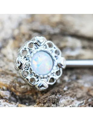 Piercing téton vintage opale blanche