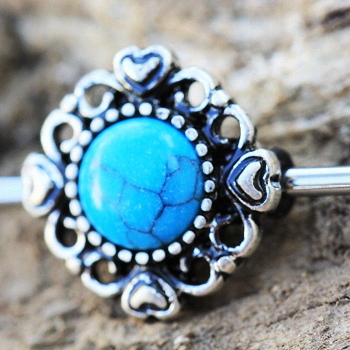 Piercing industriel vintage turquoise