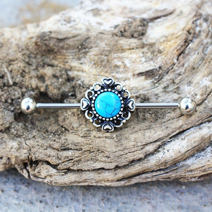 Piercing industriel vintage turquoise