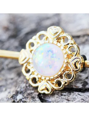 Piercing industriel plaqué or vintage opale