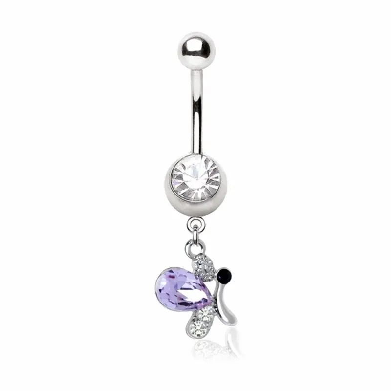 Piercing nombril papillon tanzanite
