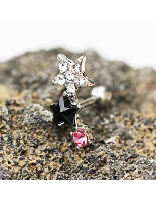 Piercing cartilage étoiles multicolores