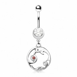 Piercing nombril dauphin vagues