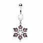 Piercing nombril flocon de neige gemmes roses
