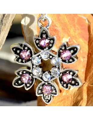 Piercing nombril flocon de neige gemmes roses