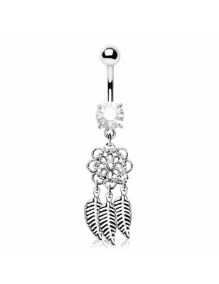 Piercing nombril fleur trois feuilles