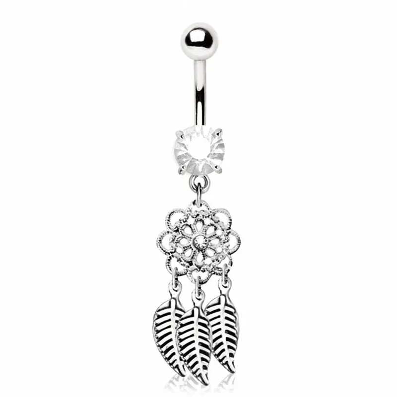 Piercing nombril fleur trois feuilles