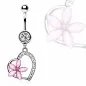Piercing nombril coeur et fleur rose