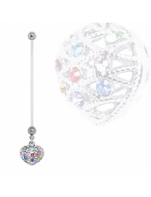 Piercing nombril de grossesse coeur multicolore