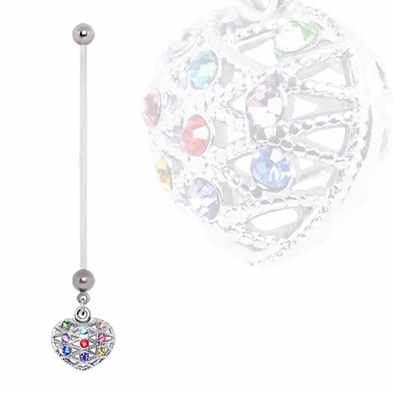 Piercing nombril de grossesse coeur multicolore