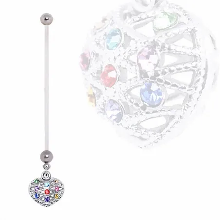 Piercing nombril de grossesse coeur multicolore