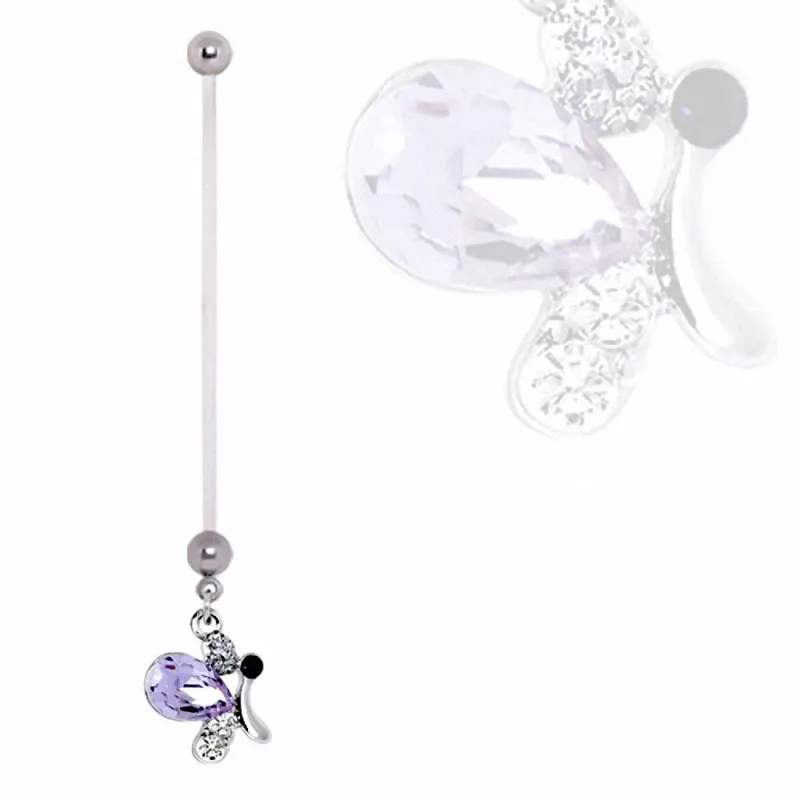 Piercing nombril de grossesse papillon violet