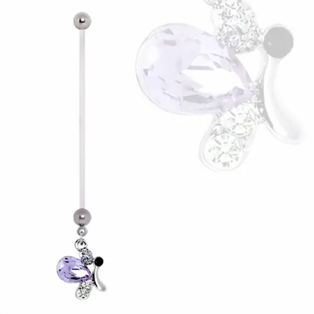 Piercing nombril de grossesse papillon violet