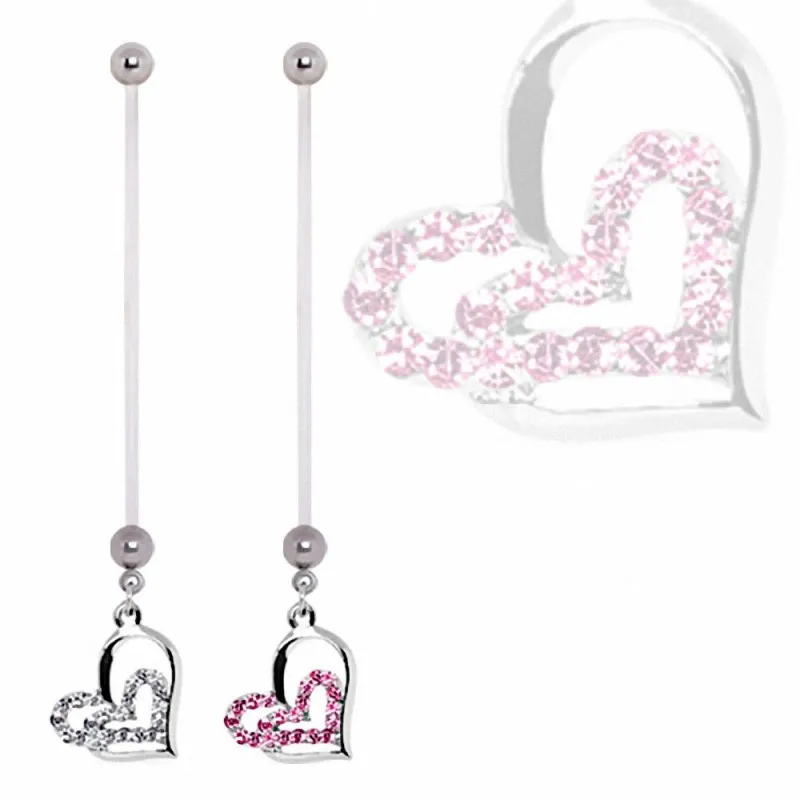 Piercing nombril de grossesse coeur strass
