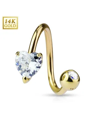 Piercing nombril Spirale Or 14 carats